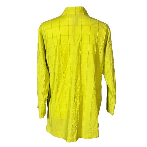 Ali Miles Tunic Size XL Lime Green 3/4 Sleeves Button Front Lagenlook Artsy - Picture 3 of 8